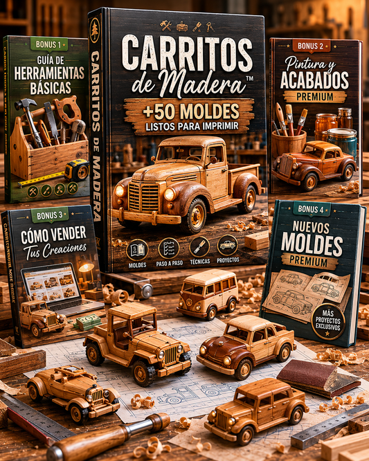 Carritos de Madera +50 Moldes Listos para Imprimir - 4 Bonus Exclusivos
